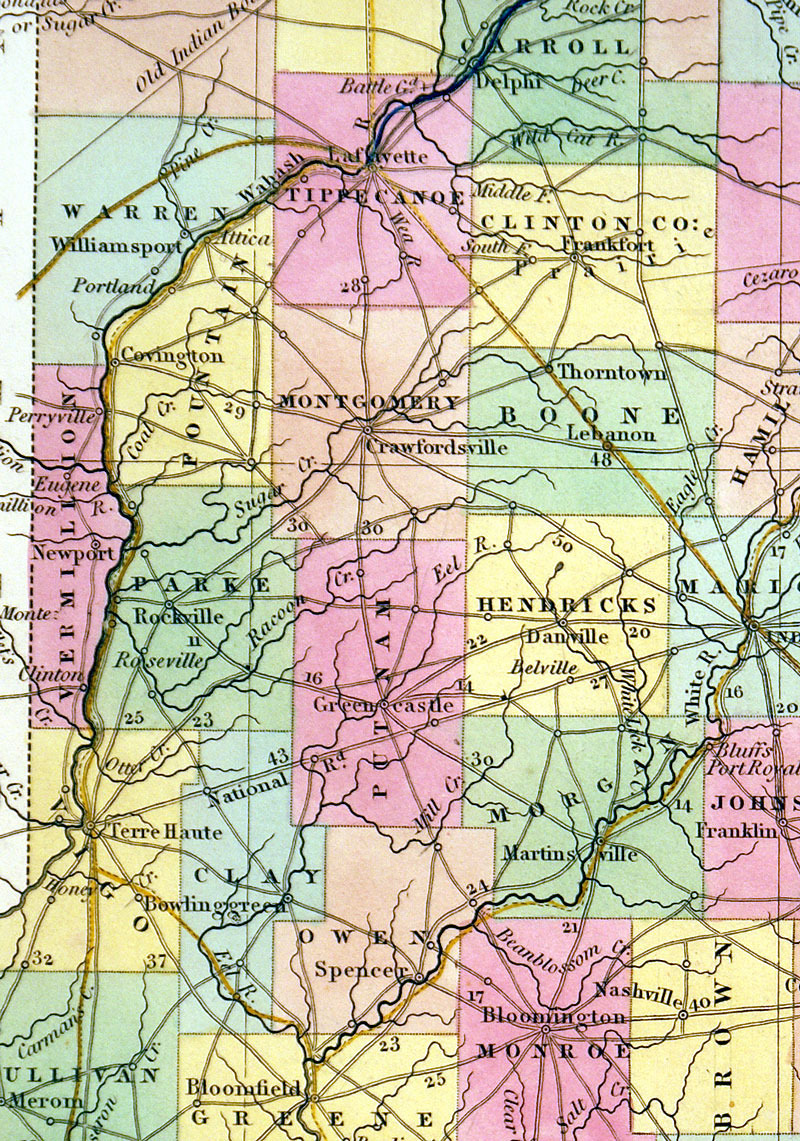 c 1840  ''A NEW MAP OF INDIANA...'' - Tanner
