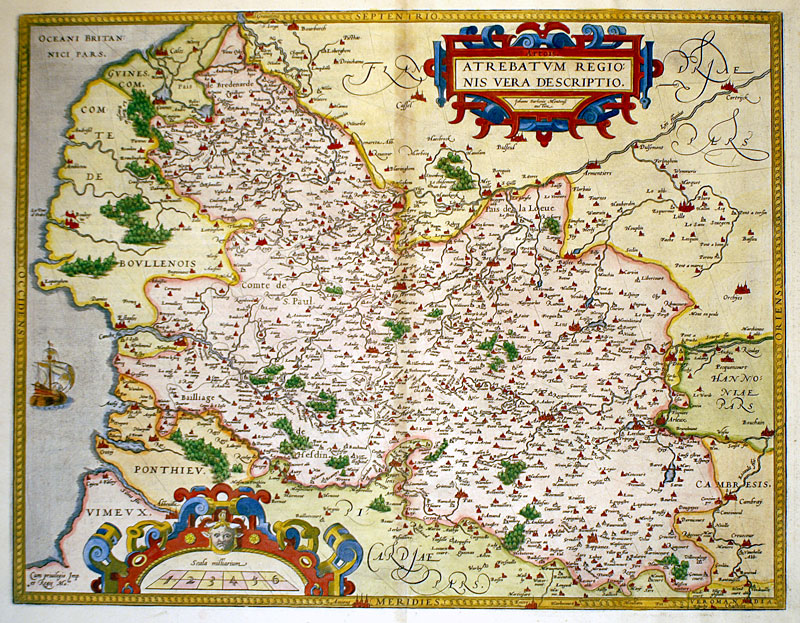 c 1579 ''ATREBATVM REGIONIS ...'' - ARTOIS  - Ortelius
