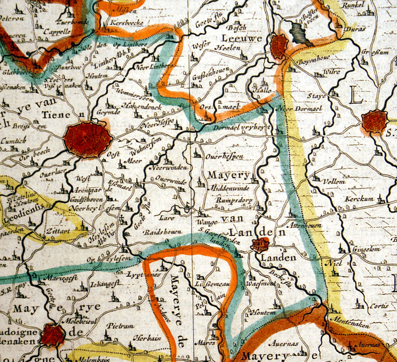 c 1636 EASTERN BELGIUM - LIEGE, MAASTERICHT - Hondius