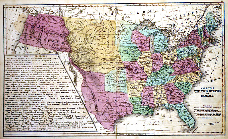 c 1846 ''MAP OF THE UNITED STATES AND CANADA'' Burgess