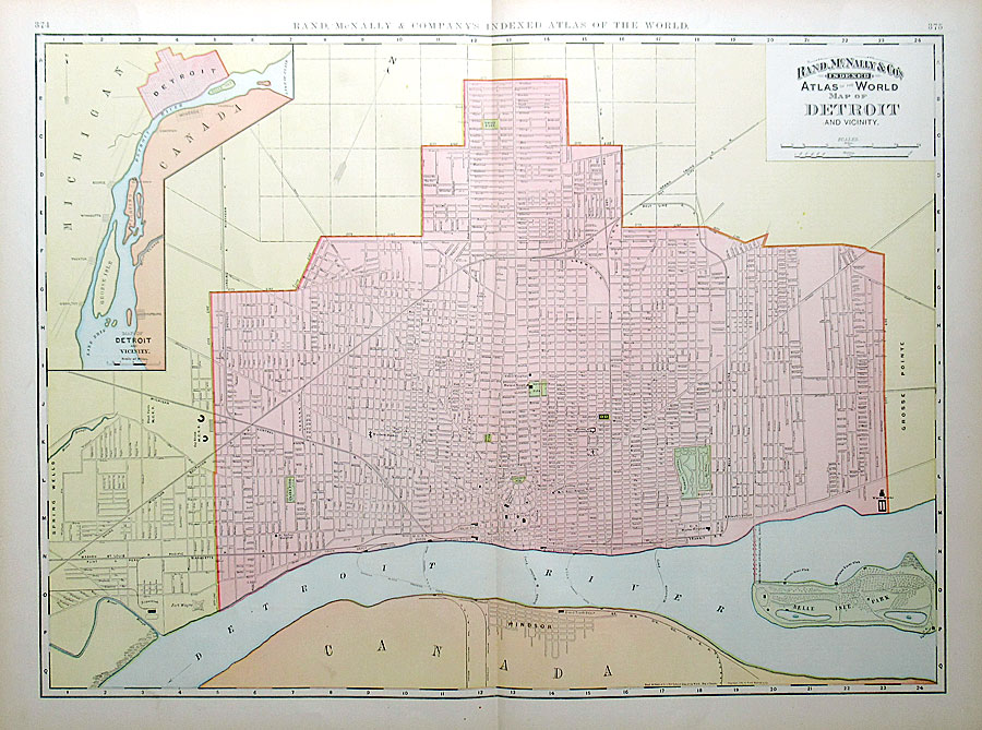 c 1894 Rand, McNally & Co Map of Detroit - Large