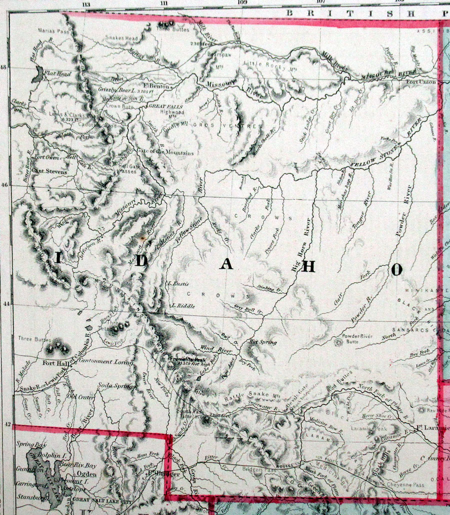 c 1864 Territories of NE, CO, ID, Dakota & New state of KS