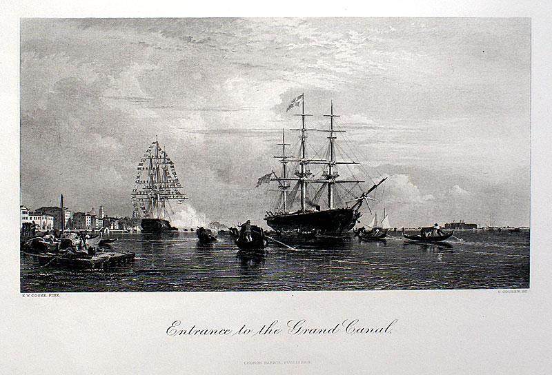 c 1880 Original Engraving - Entrance to the Grand Canal