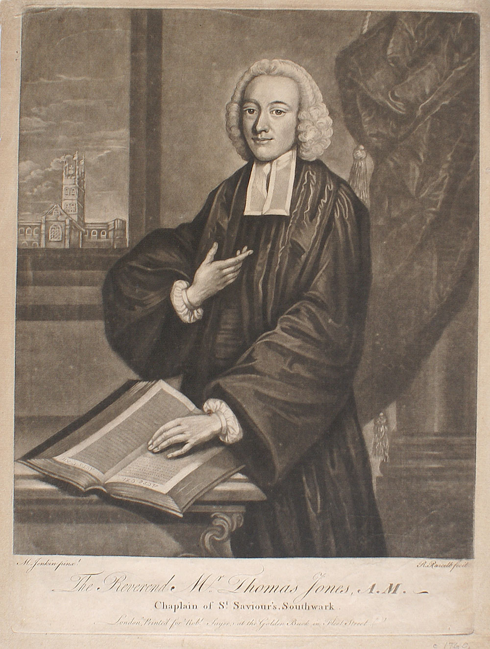 c 1760  Mezzotint - Rev. Mr. Thomas Jones - Jenkin/Purcell