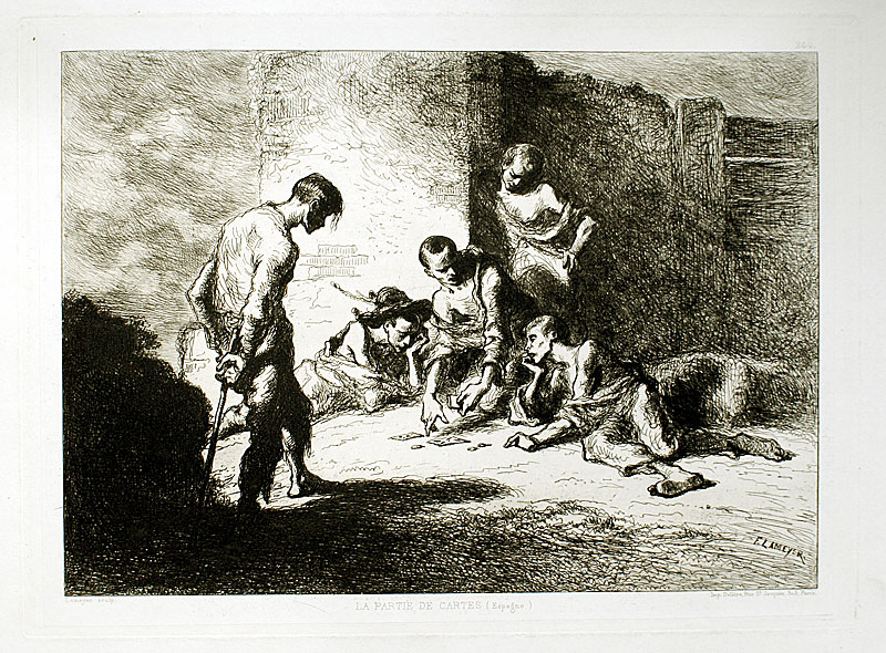 Original Etching - Card Game in Spain - Berenguer