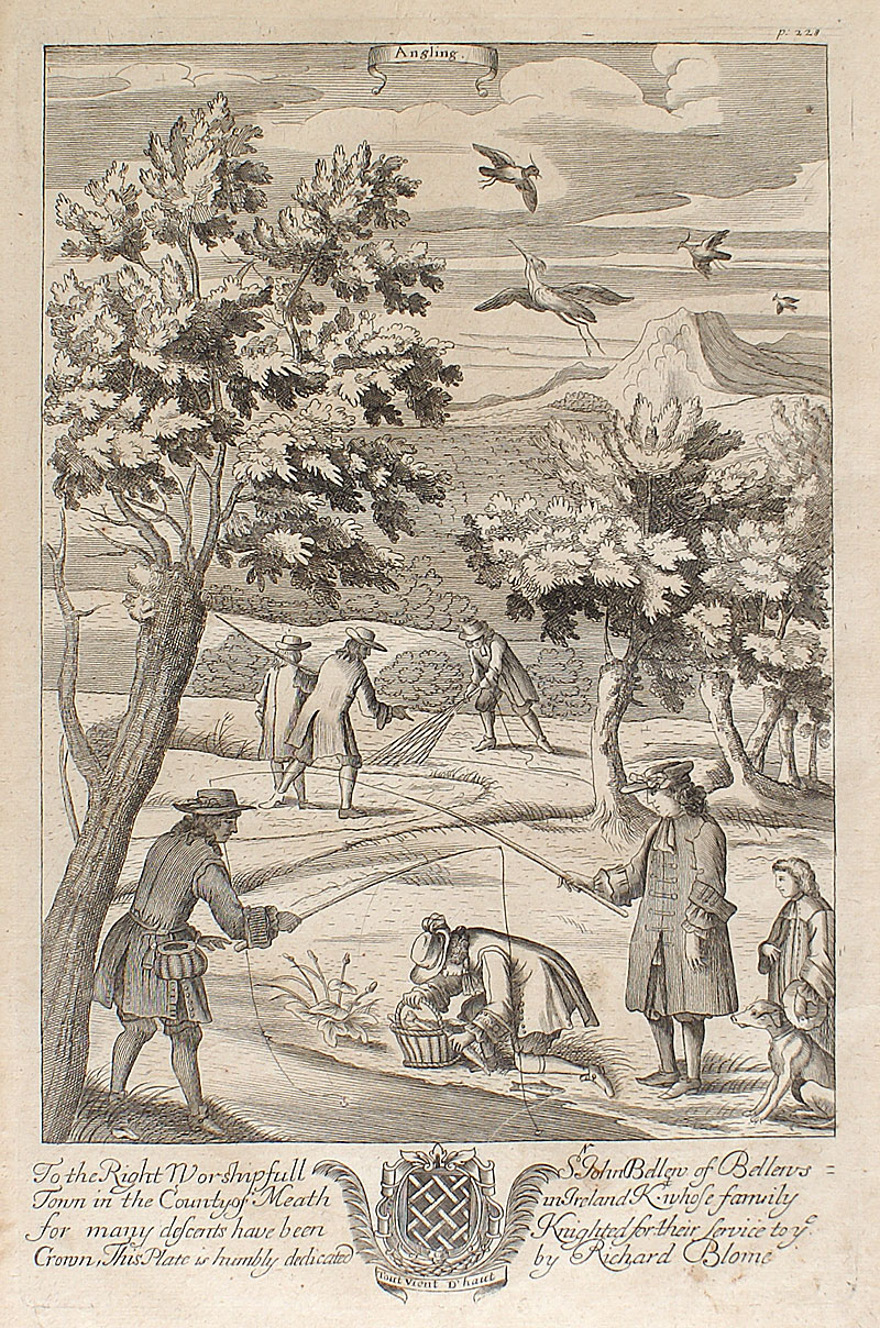 1686 Original Engraving - Gentlemans Recreation, Angling - Blome