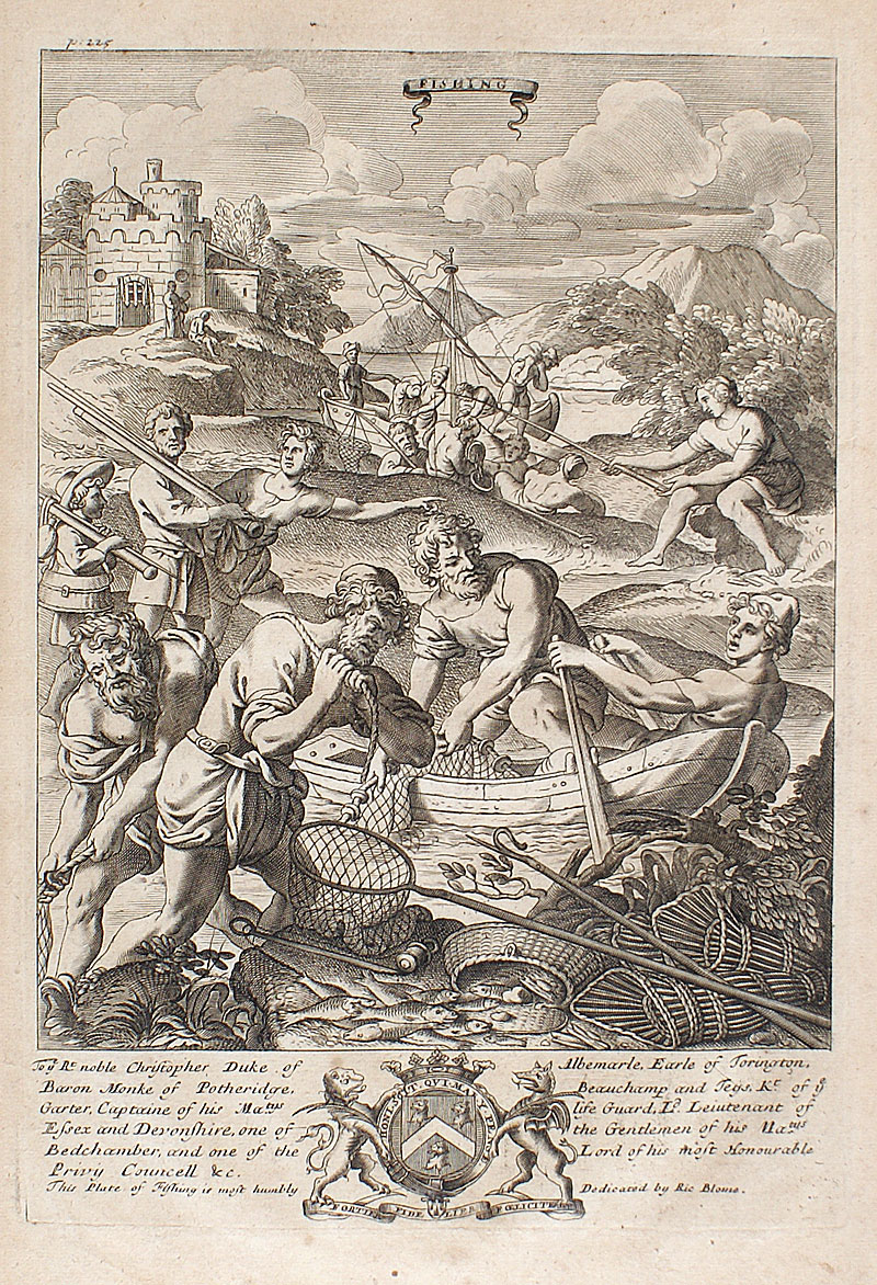 1686  Engraving - Gentleman's Recreation, Fishing - Blome