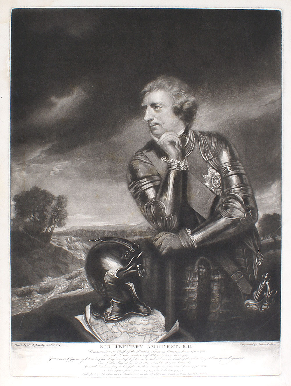 c 1797 Mezzotint - Sir Jeffery Amherst - Watson/Reynolds