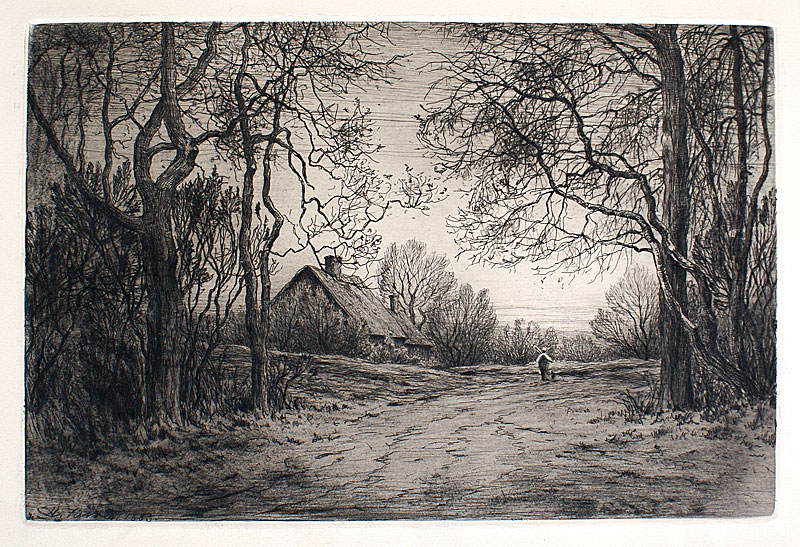 Original American Etching - Winter Evening - Farrer