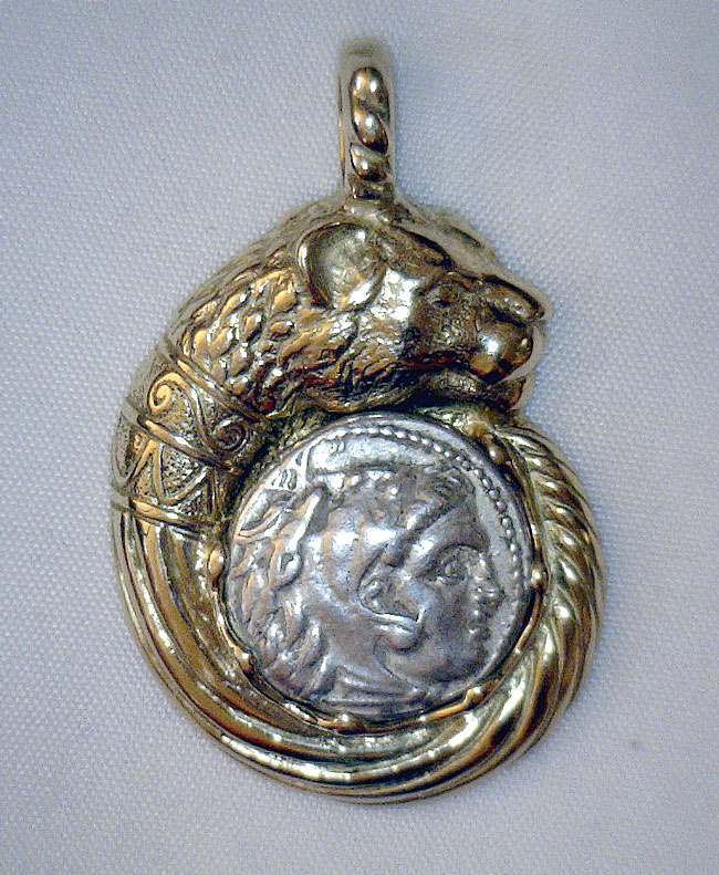 Ancient Greek Silver Coin in 14K Mount - Alexander the Great