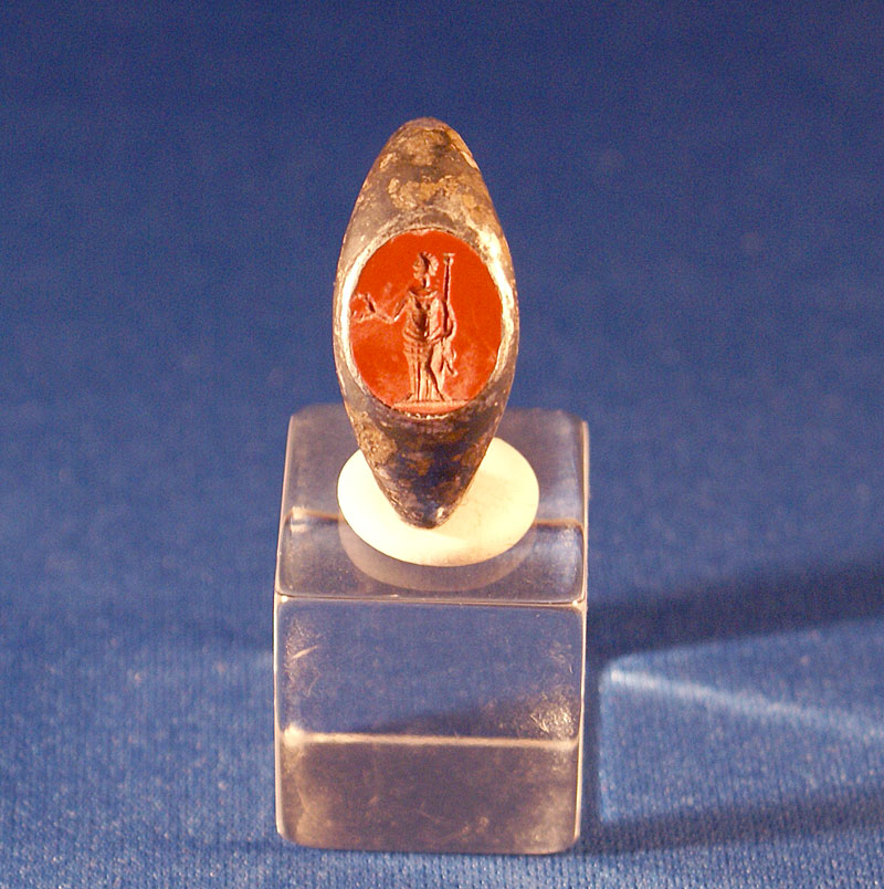 Roman Silver & Jasper Seal Ring c.2-3rd Cent AD, Ruler & Scepter