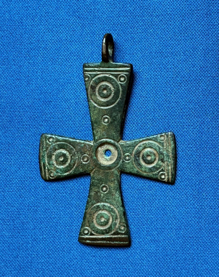 c 6th - 9th century AD Christian Bronze Cross - Stigmata