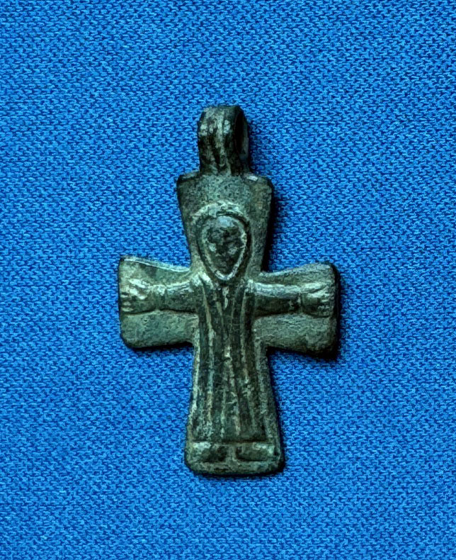 c 8th - 10th century AD Christian Bronze cross