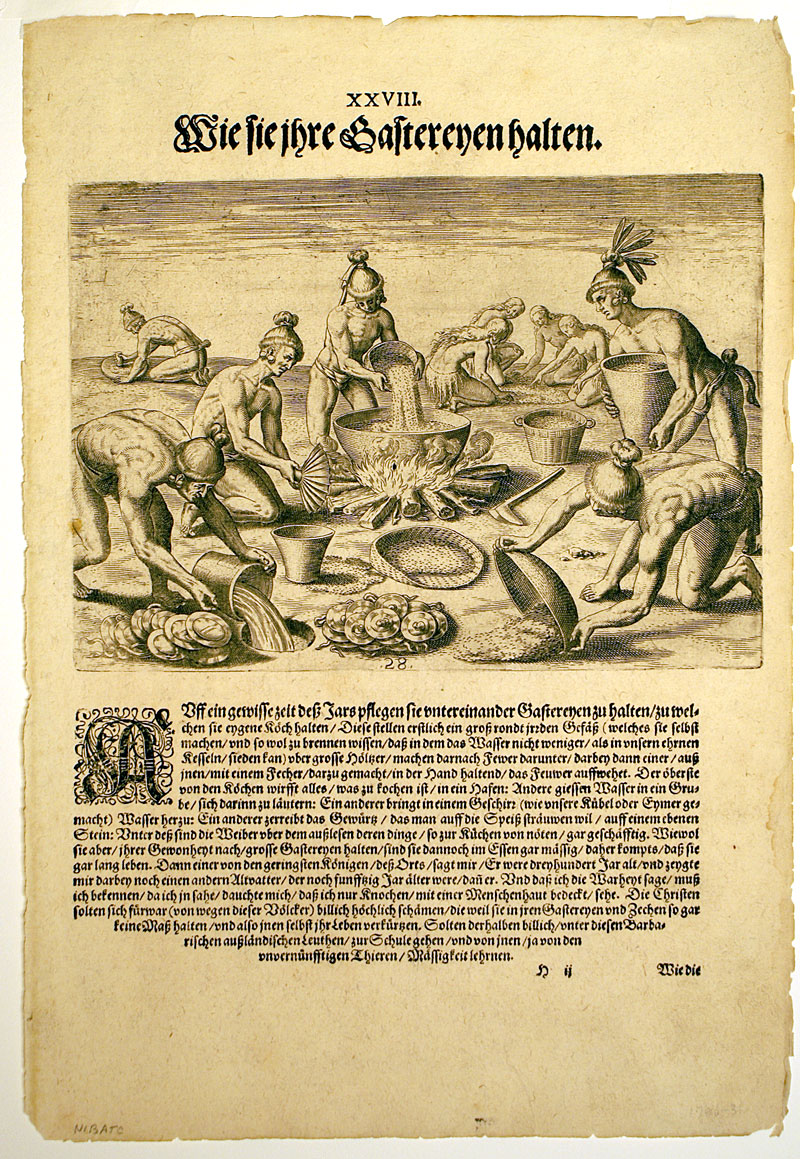 View of Florida Indians in the 1500's - Preparing for a Feast