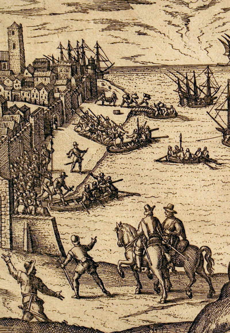 View of Columbus Departing on 1st Voyage to New World, c. 1594