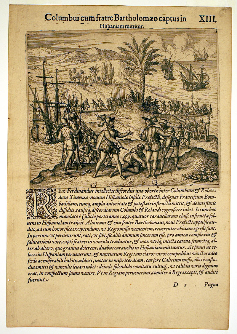 View of The Arrest of Christopher Columbus & his Brothers c 1594