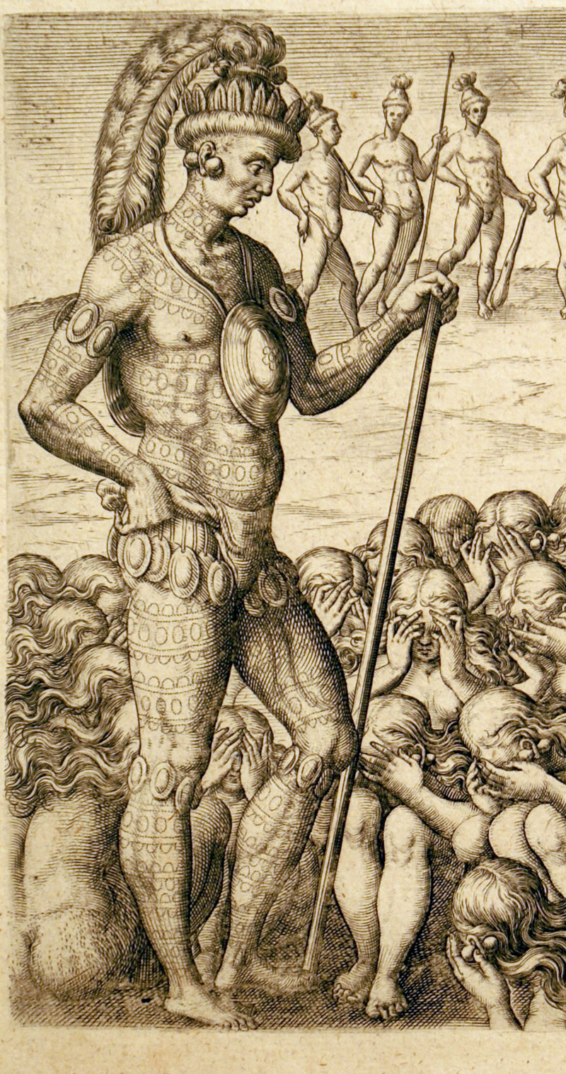View of New World Indians c. 1591, Widows of Warriors with Chief